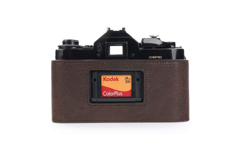 BolinUS A-1 Case, BolinUS Handmade Genuine Real Leather Half Camera Case Bag Cover for Canon New AE-1 AE-1P A-1 (with Handle) Camera with Hand Strap (Coffee) - Image 2